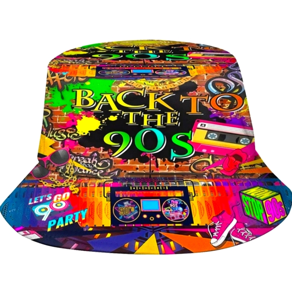 Fashion Retro 80s 90s Bucket Hats for Men Women Beach Fisherman Hats Summer Outd
